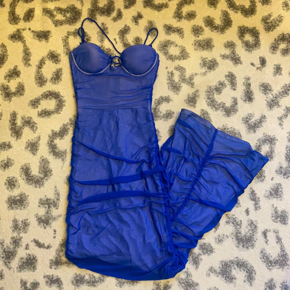 BLUE SHEER MAXI DRESS